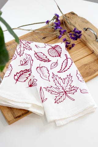 autumn leaves tea towel farmhouse kitchen baking gift