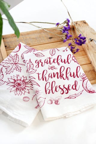 fall holiday thankful tea towel farmhouse kitchen baking gift