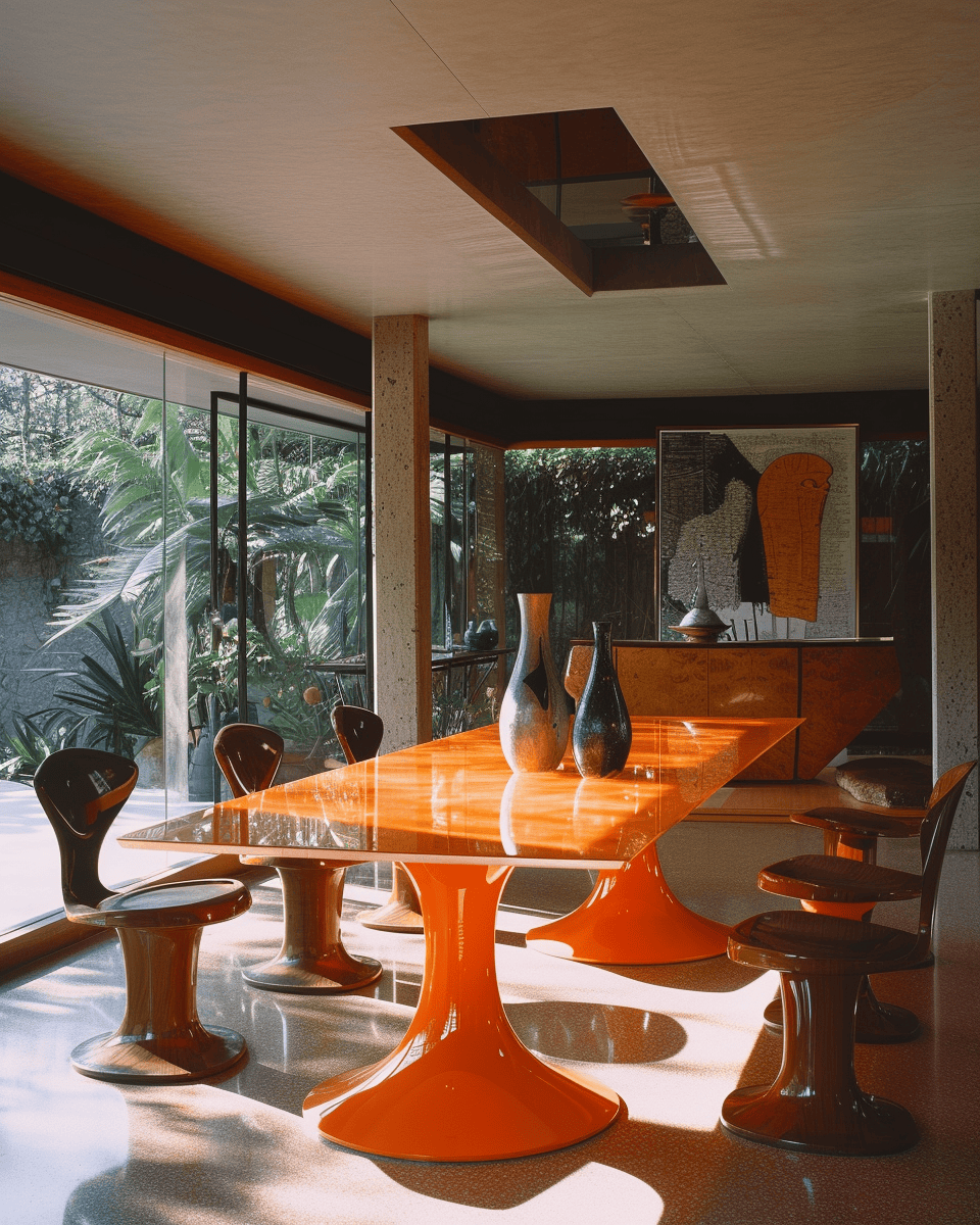 70s dining room enchantment created by unique 70s decor items