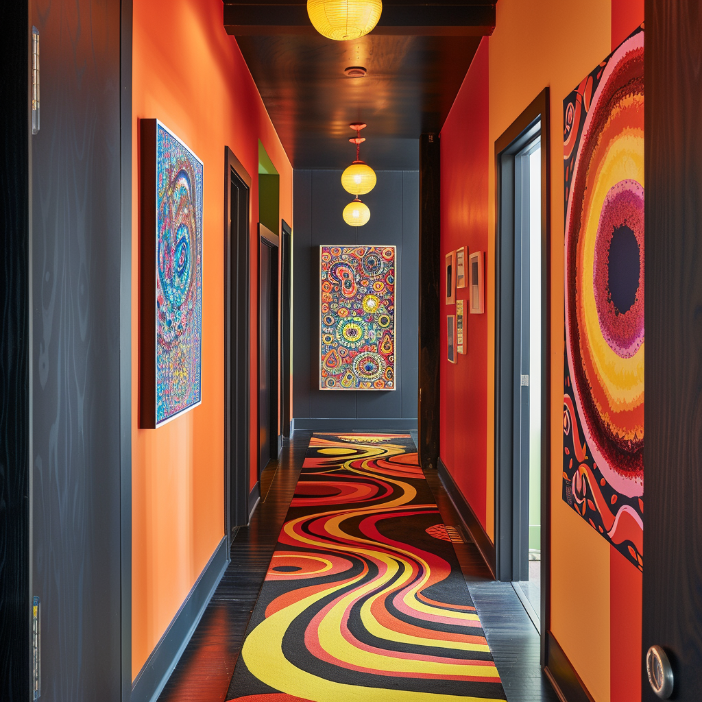 70s geometric hallway