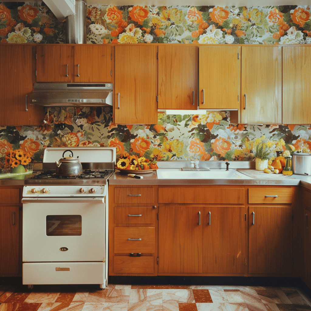 70s kitchen wallpaper