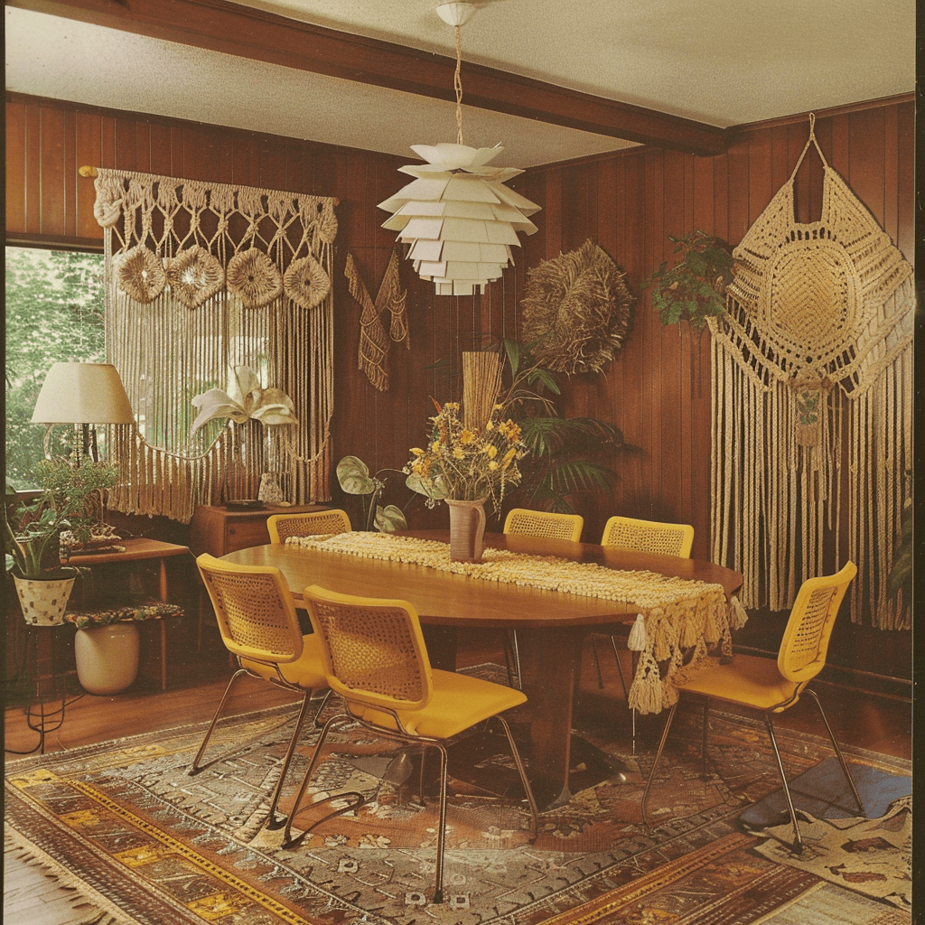 70s macrame dining room