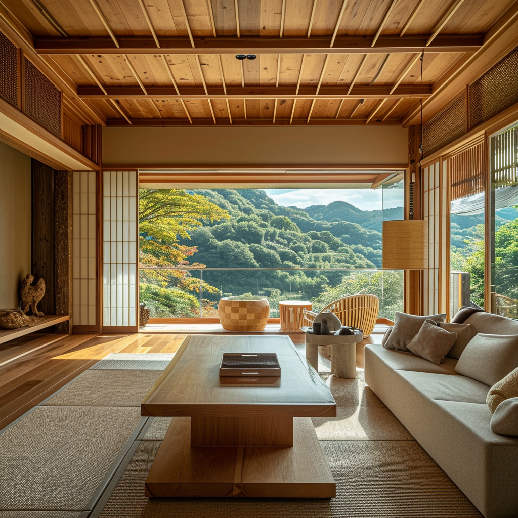 A Japanese living room that blends traditional aesthetics with modern comfort