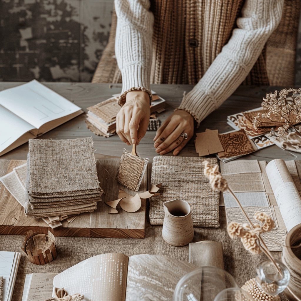 A collection of earthy brown hues on this moodboard highlights their ability to add depth and warmth to any interior design scheme