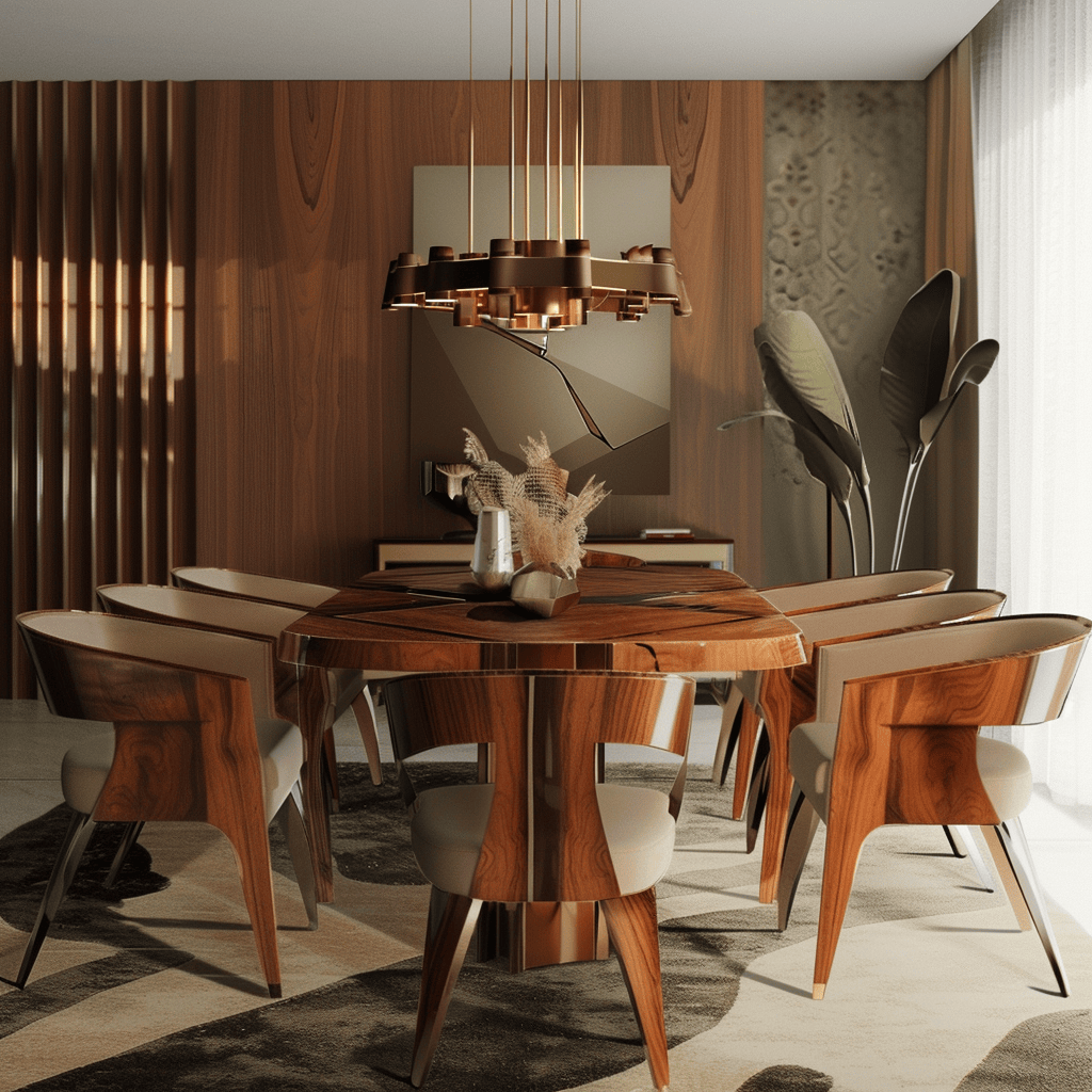 A mid-century modern dining room that exemplifies the timeless appeal and enduring style of the design movement, remaining relevant and fashionable through the years2