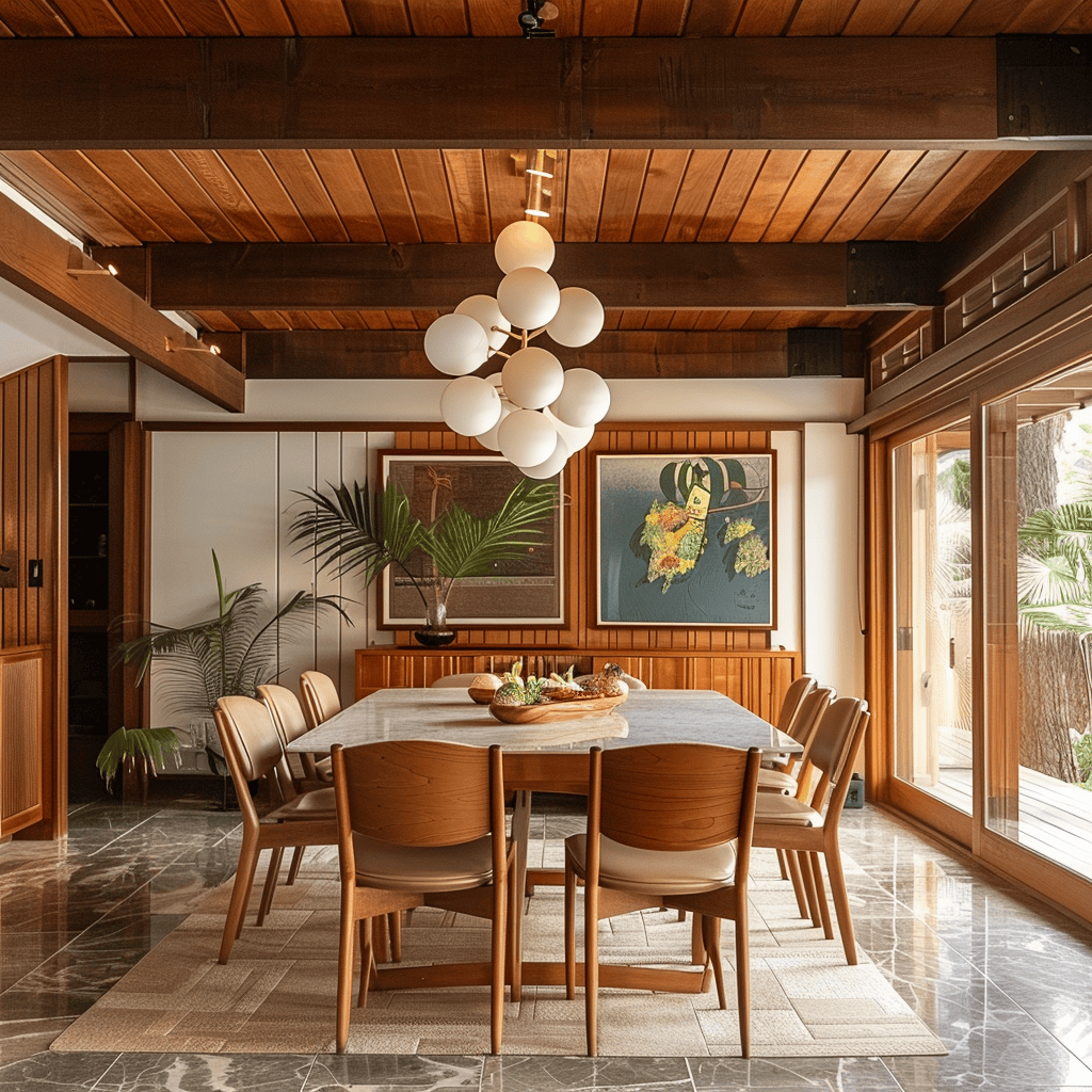 A mid-century modern dining room that showcases the timeless appeal and enduring style of this iconic design movement, perfect for contemporary living3