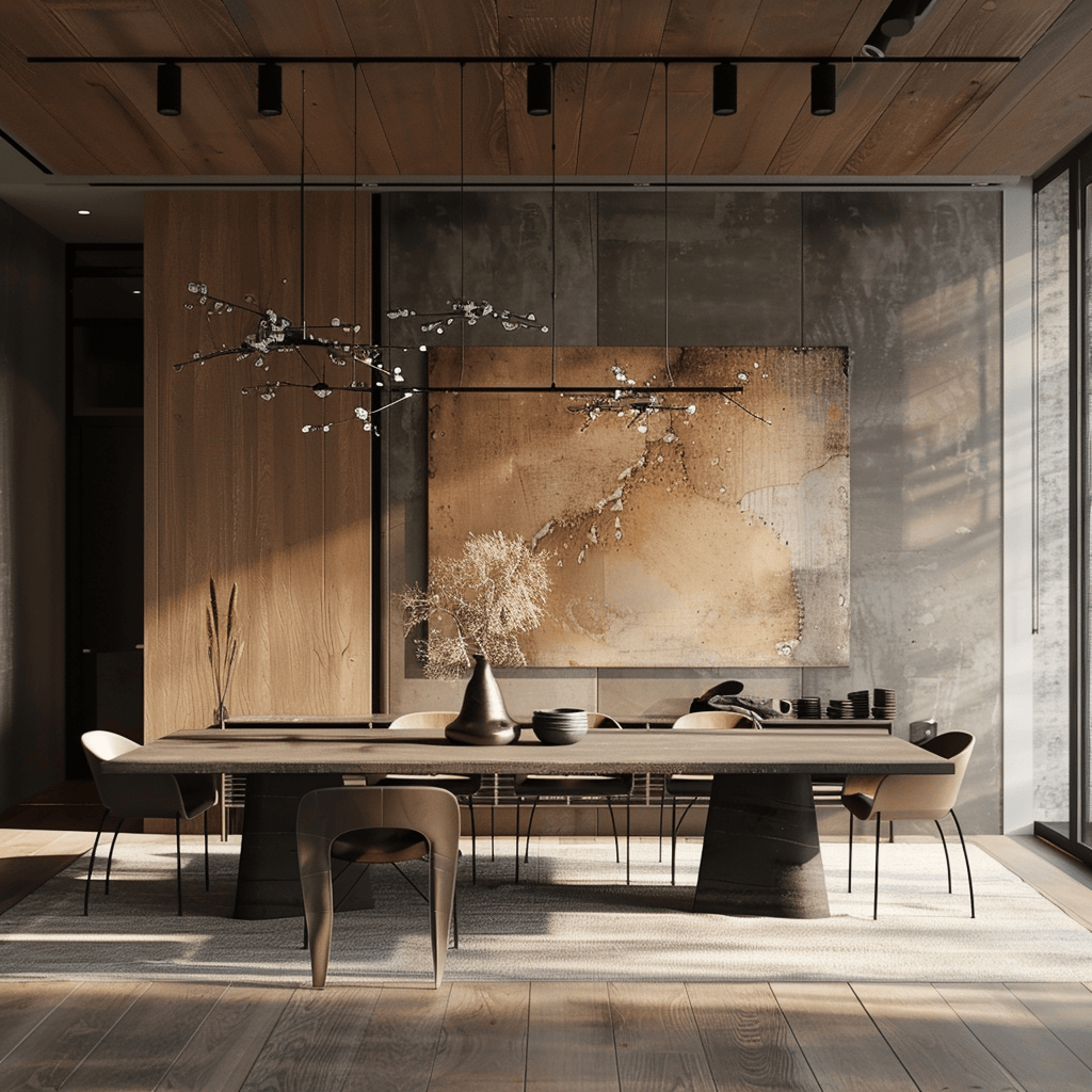 A modern dining room that mixes and matches elements through curated combinations, balanced contrast, and personal style to create a unique design