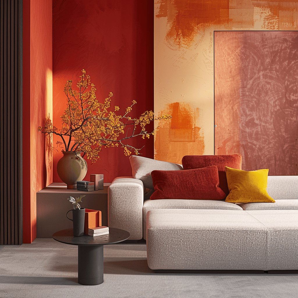 A sequence of contemporary interior scenes that illustrate the metamorphic influence of color in interior design, displaying how diverse color selections can significantly change the ambiance, mood, and general effect of a room