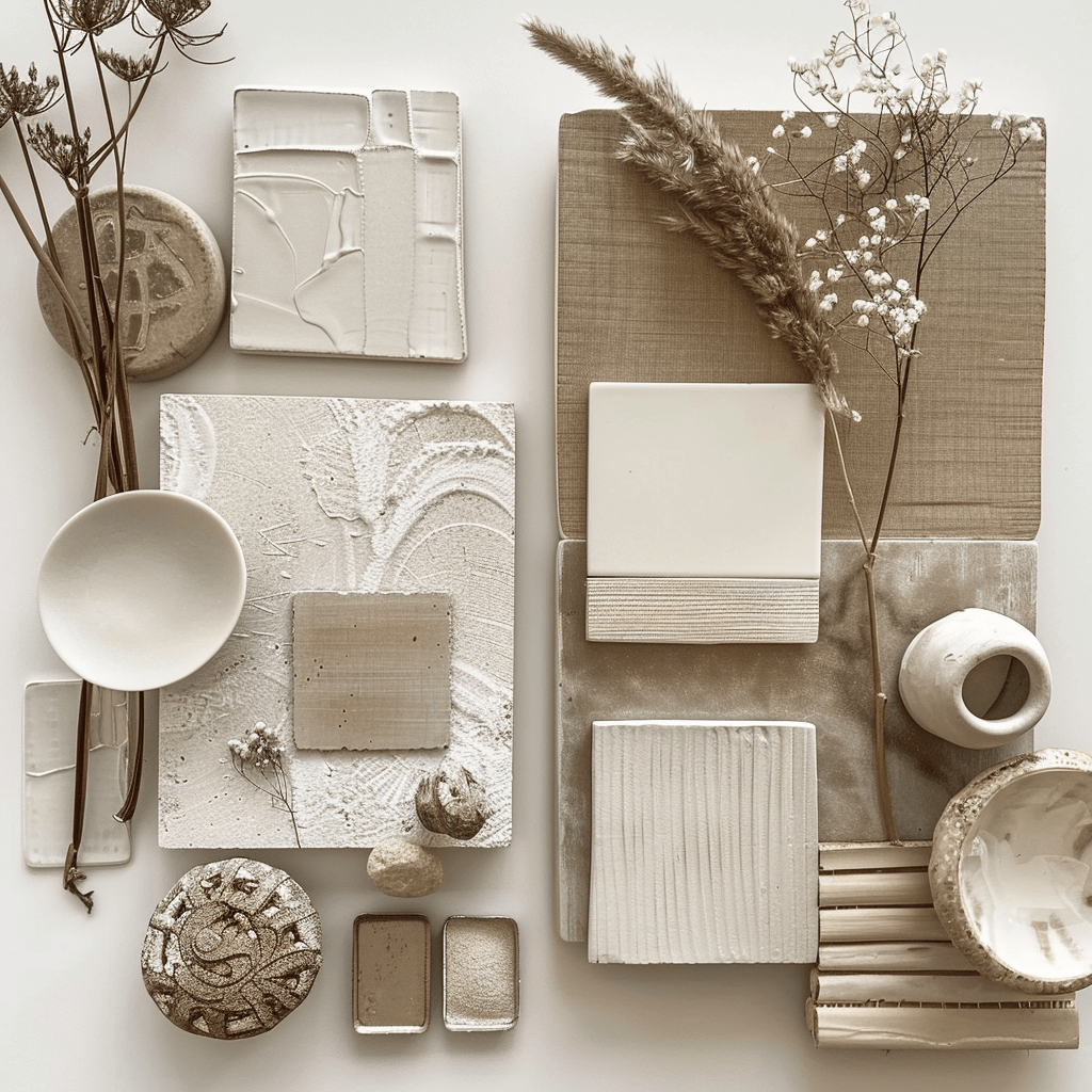 A soothing display of neutral whites, capturing the essence of Japandi simplicity and calm