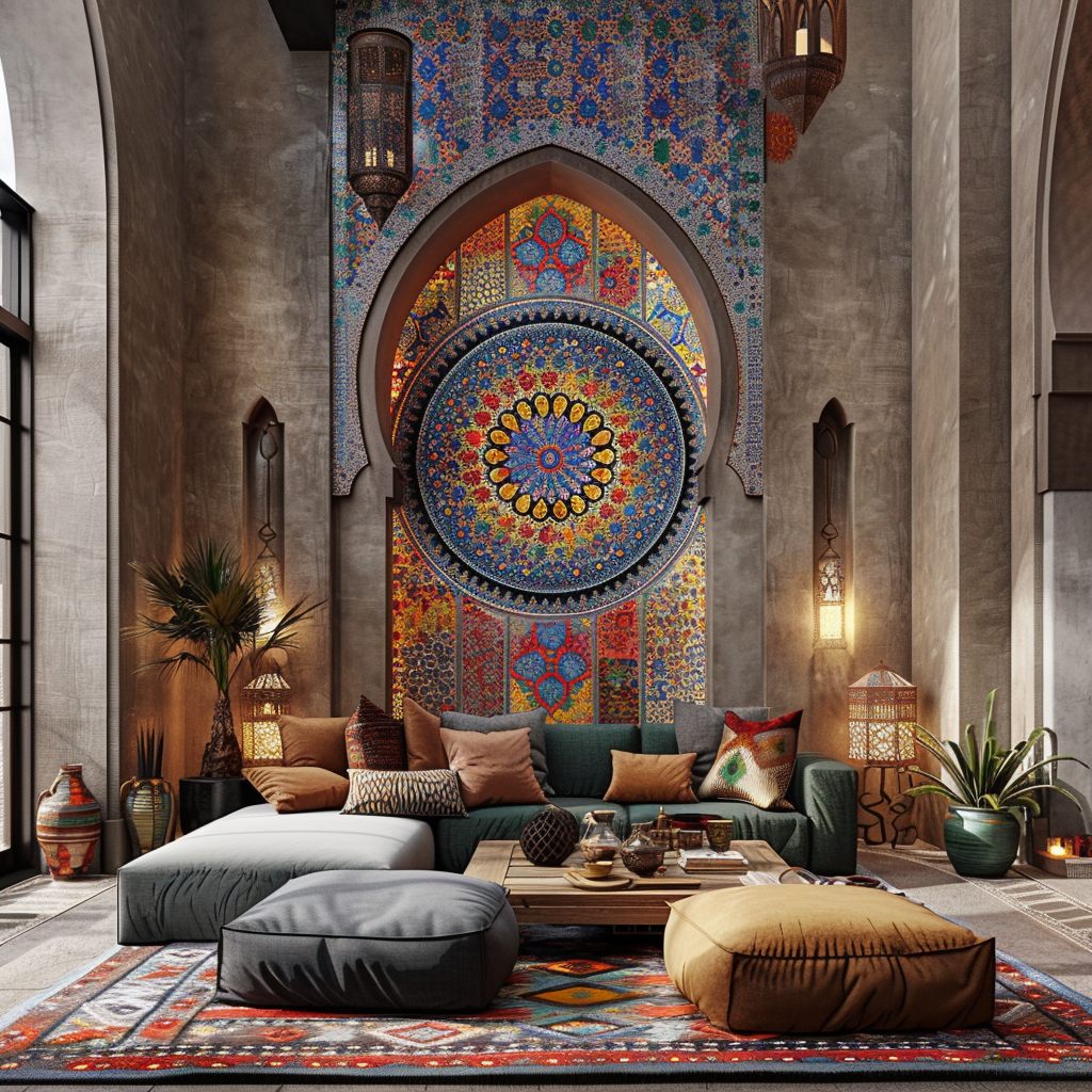 Accent wall moroccan living room