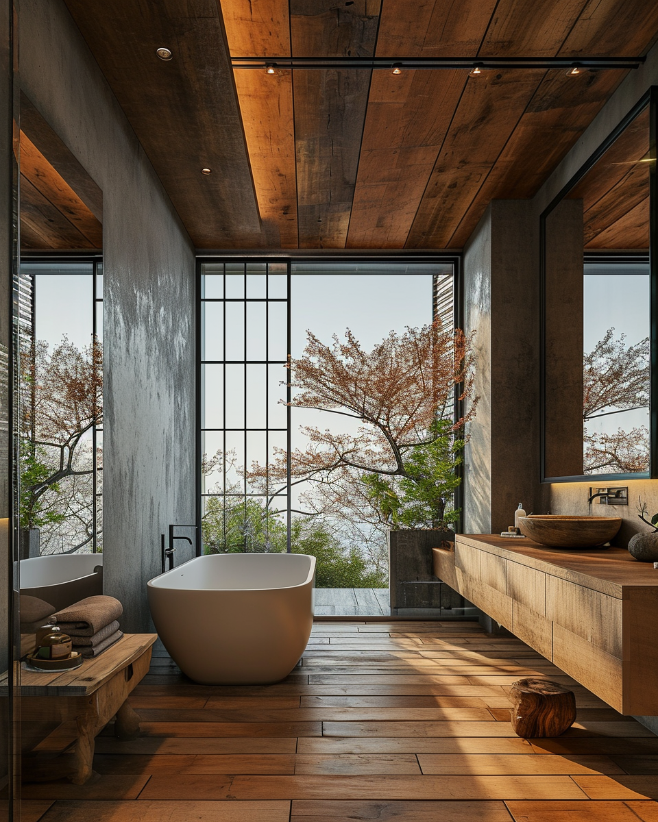 Aesthetic Japanese bathroom decor with stone bath and Shoji screens..png