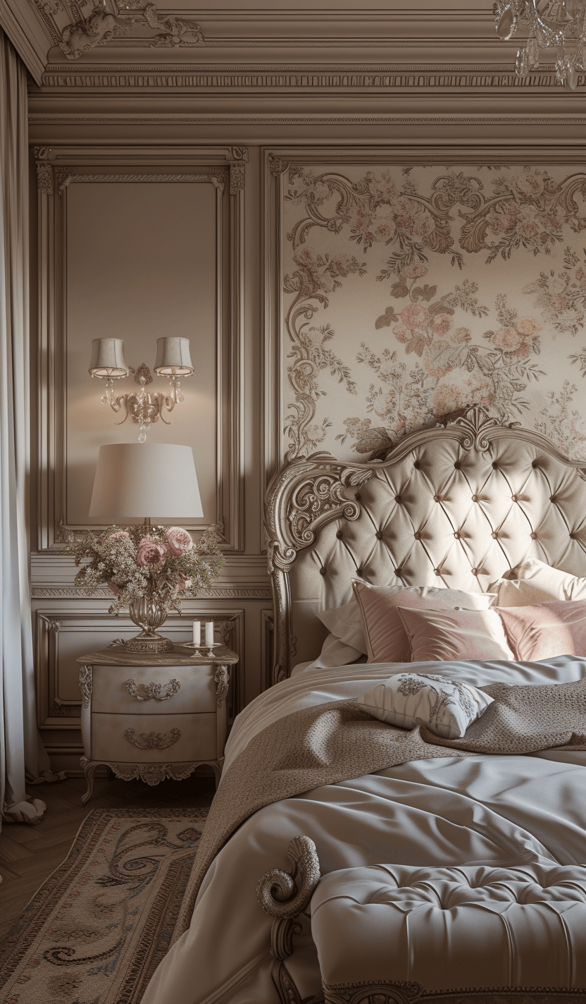 Ambiance rich Victorian bedroom combining Victorian beauty with modern flair