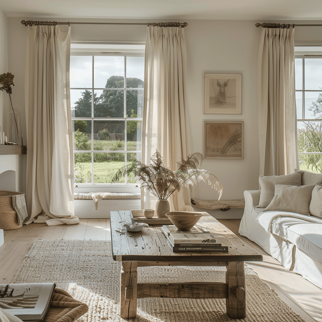 An English living space that is enhanced by the presence of abundant natural light, which fills the room with a sense of warmth, vitality, and connection to the surrounding landscape copy