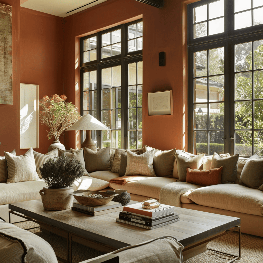 An_earthy_living_room_with_warm_terracotta_walls_sage_green_accents_and_a_soft_beige_couch_bathed_in_natural_light_from_large_windows