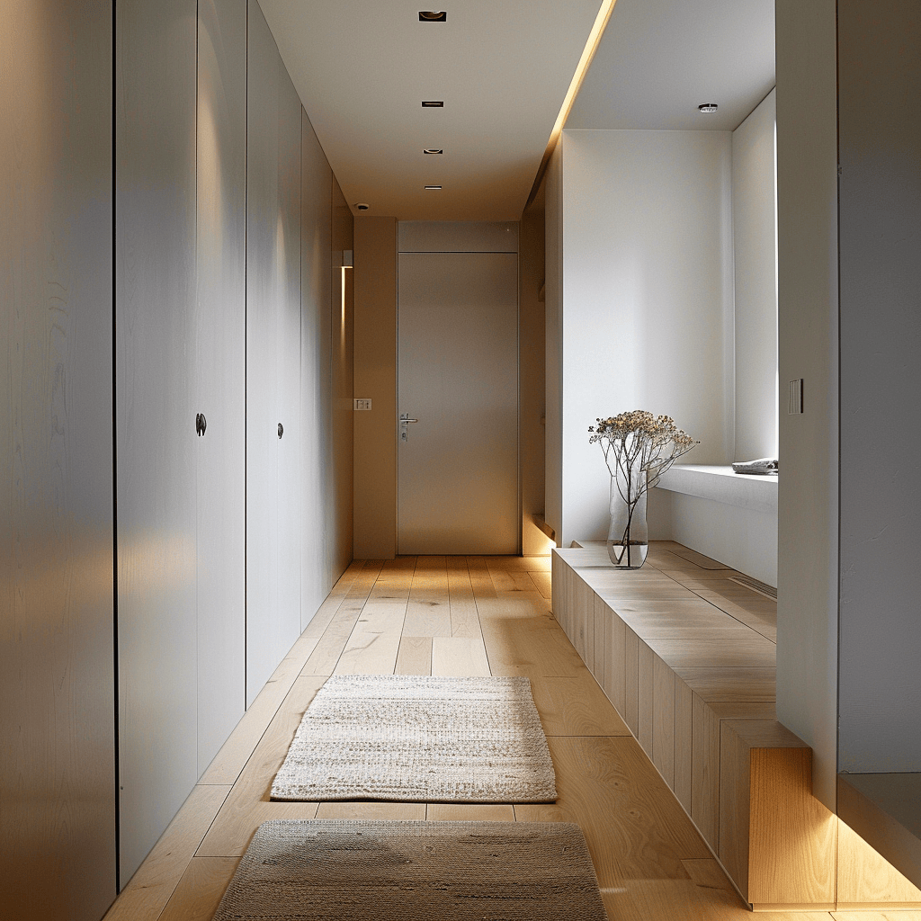 An interior space that exemplifies the benefits of designing a minimalist hallway with efficiency and practicality in mind