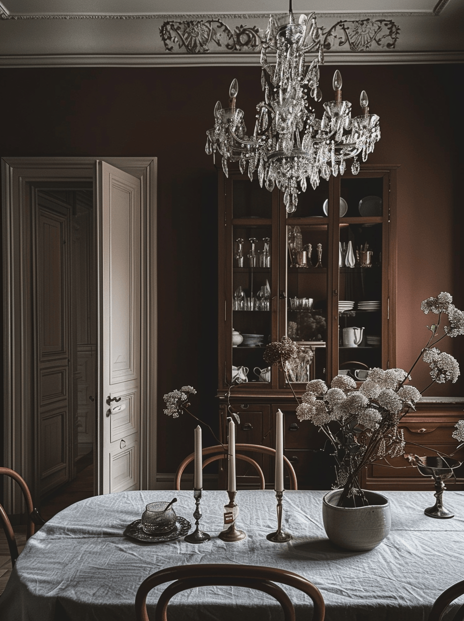 Arched doorways leading into a Victorian dining room, enhancing its classic appeal