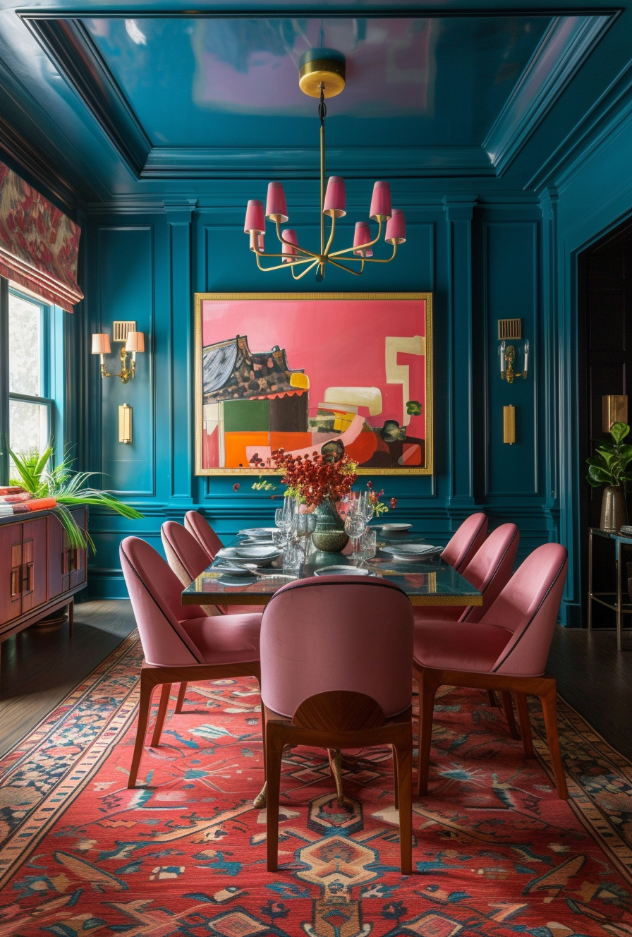 Art Deco Pendant lights with Art Deco flair above the dining table