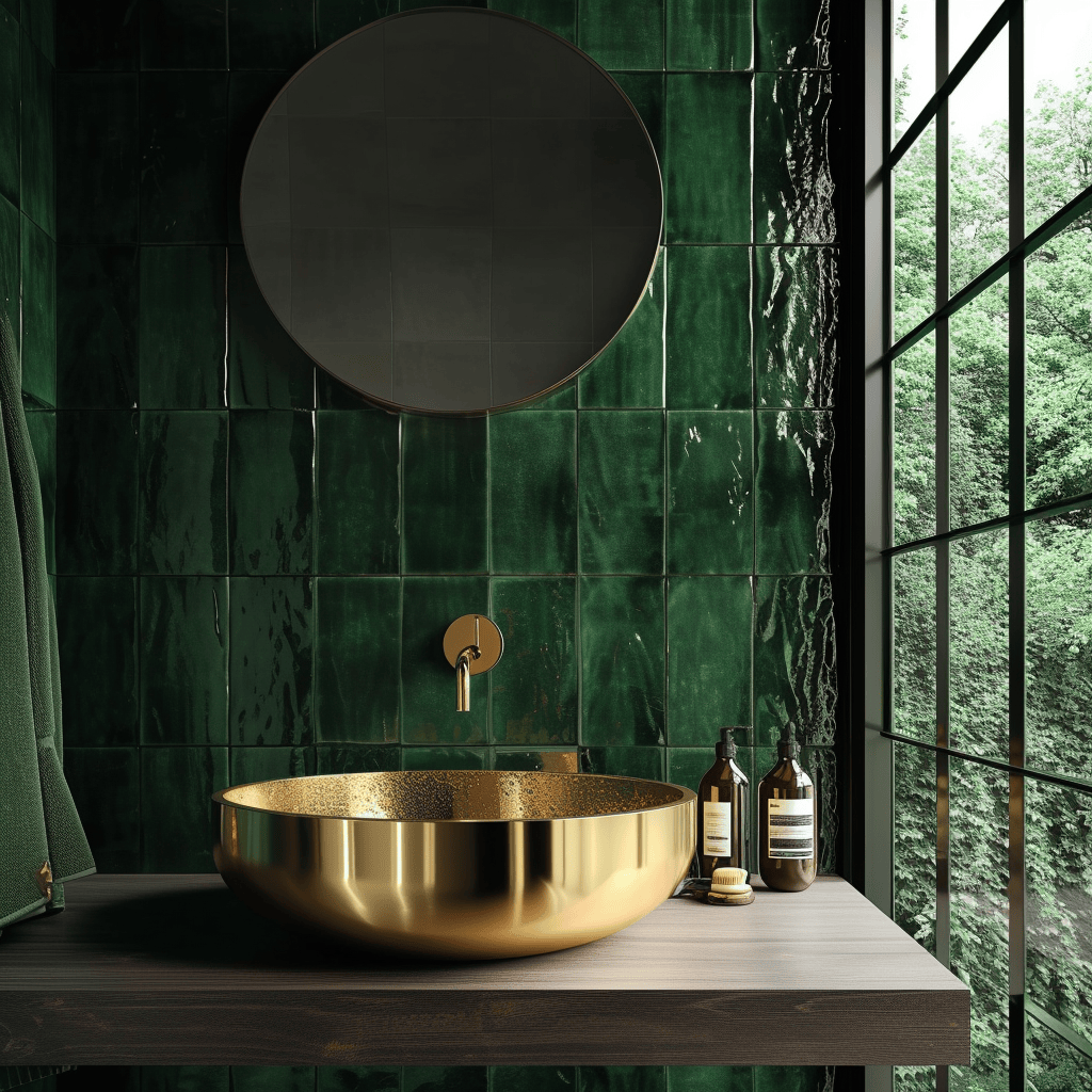 Art Deco bathroom featuring a vintage luxury toilet design that combines elegance with functionality