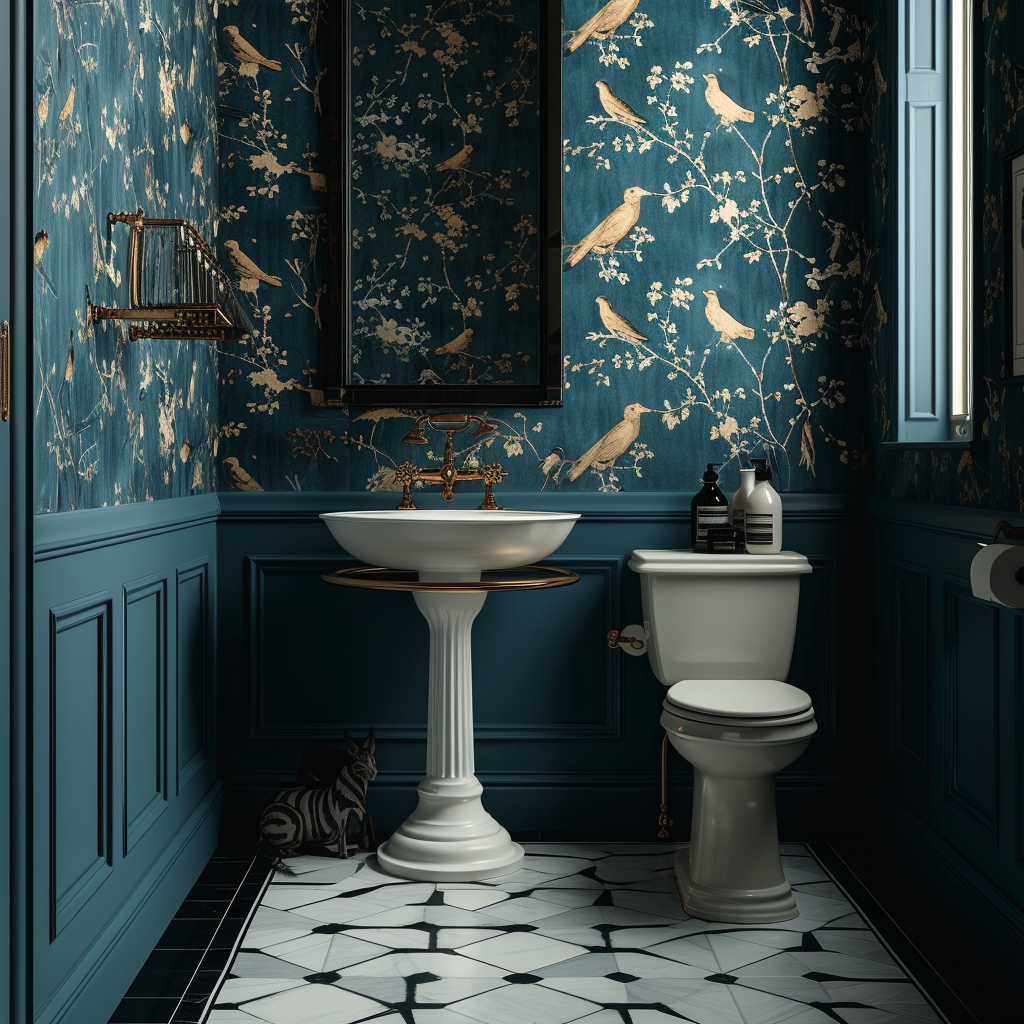 Art Deco bathroom floor designed for both beauty and durability, showcasing elegant materials