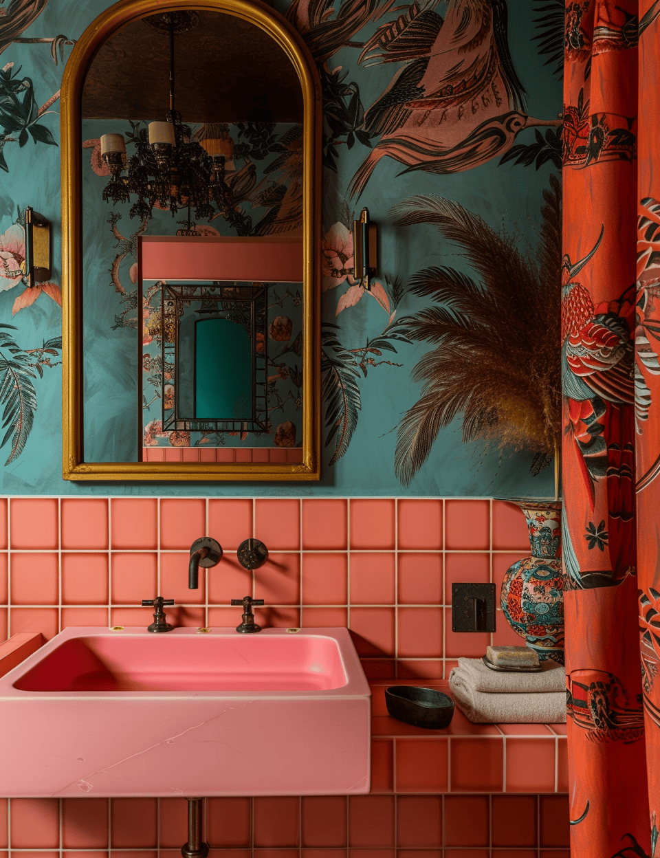 Art Deco bathroom showcasing a retro chic 1920s vanity for timeless elegance