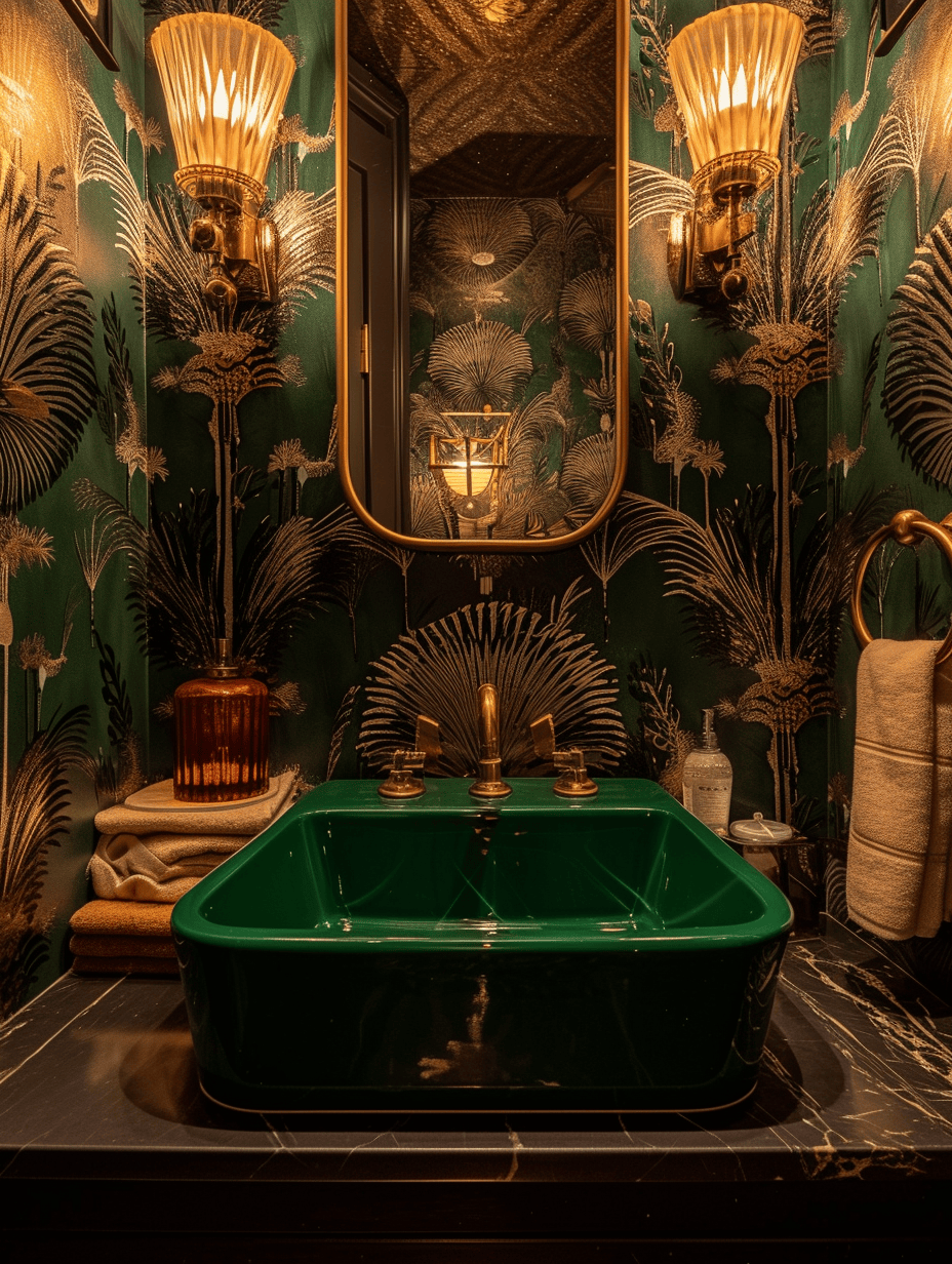 Art Deco bathroom with vintage accents that craft a perfect space filled with 1920s glamour