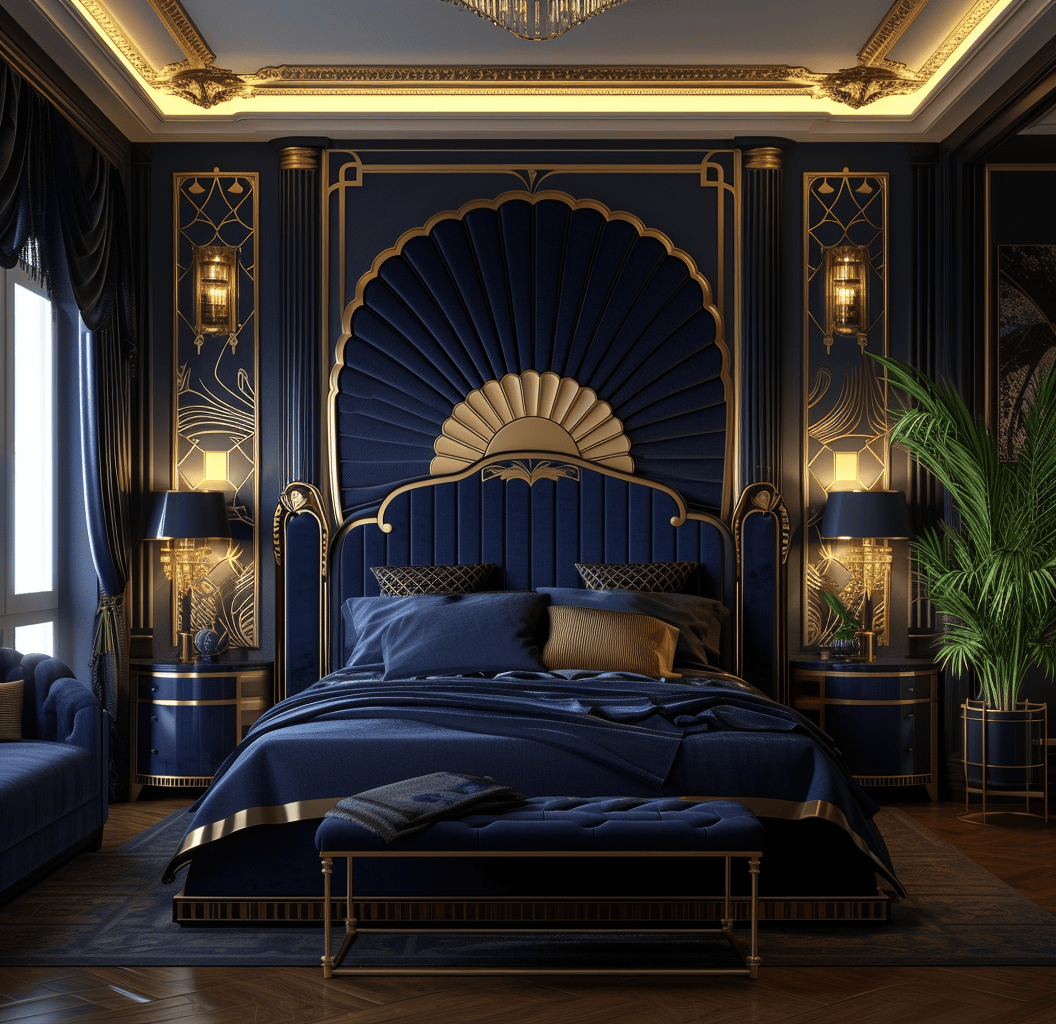 Art Deco bedroom with Hollywood glamour influences for a luxe look