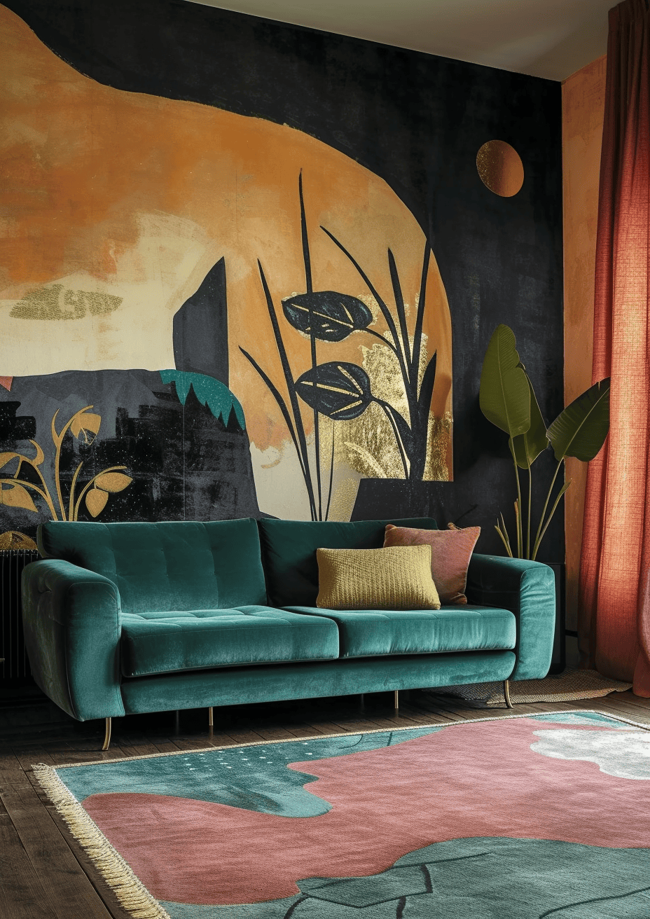 Art Deco living room inspiration drawn from the opulent and geometric designs of the 1920s