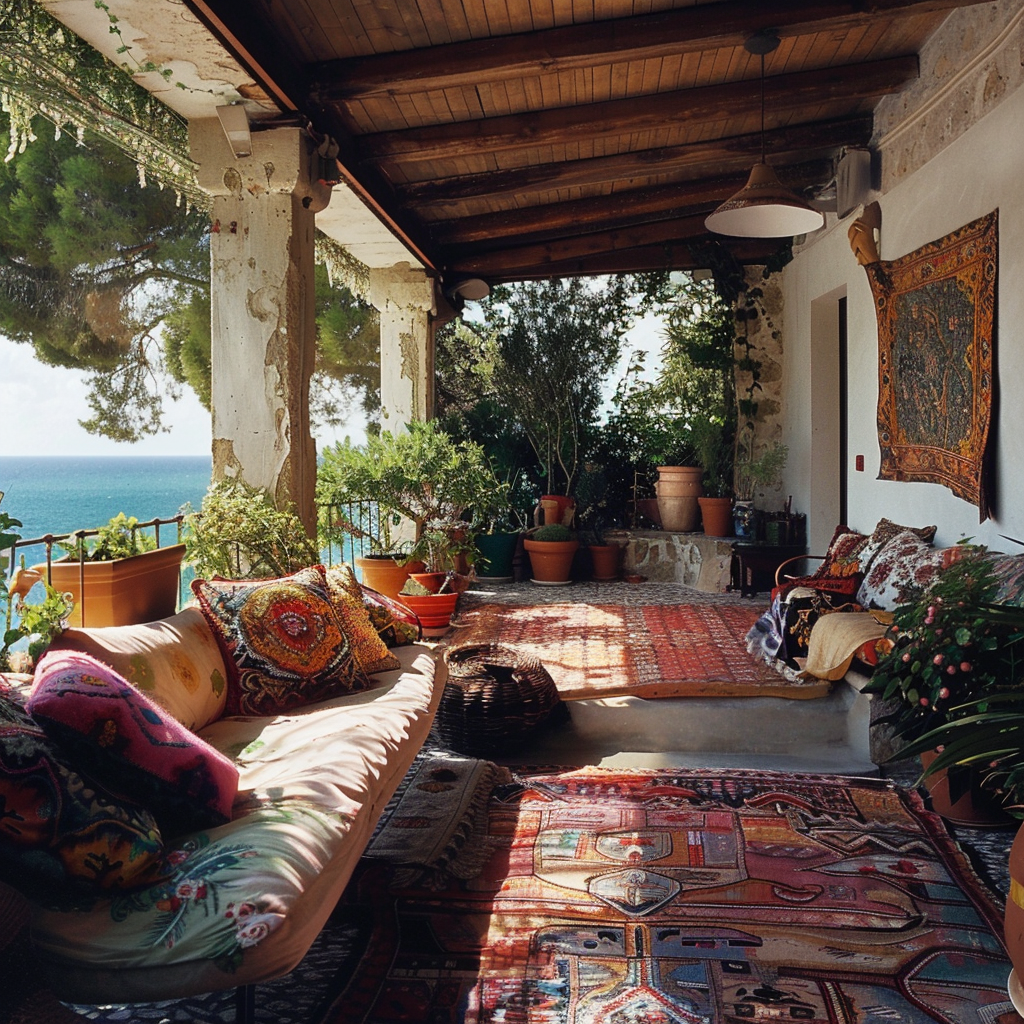 Authentic Mediterranean living room highlighting the use of balconies and terraces for an inviting and characterful