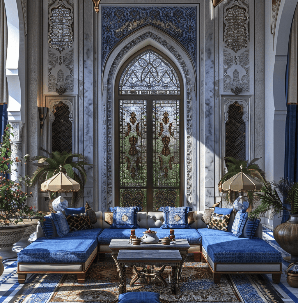 Authentic Moroccan dining room styled with traditional Boujad rugs