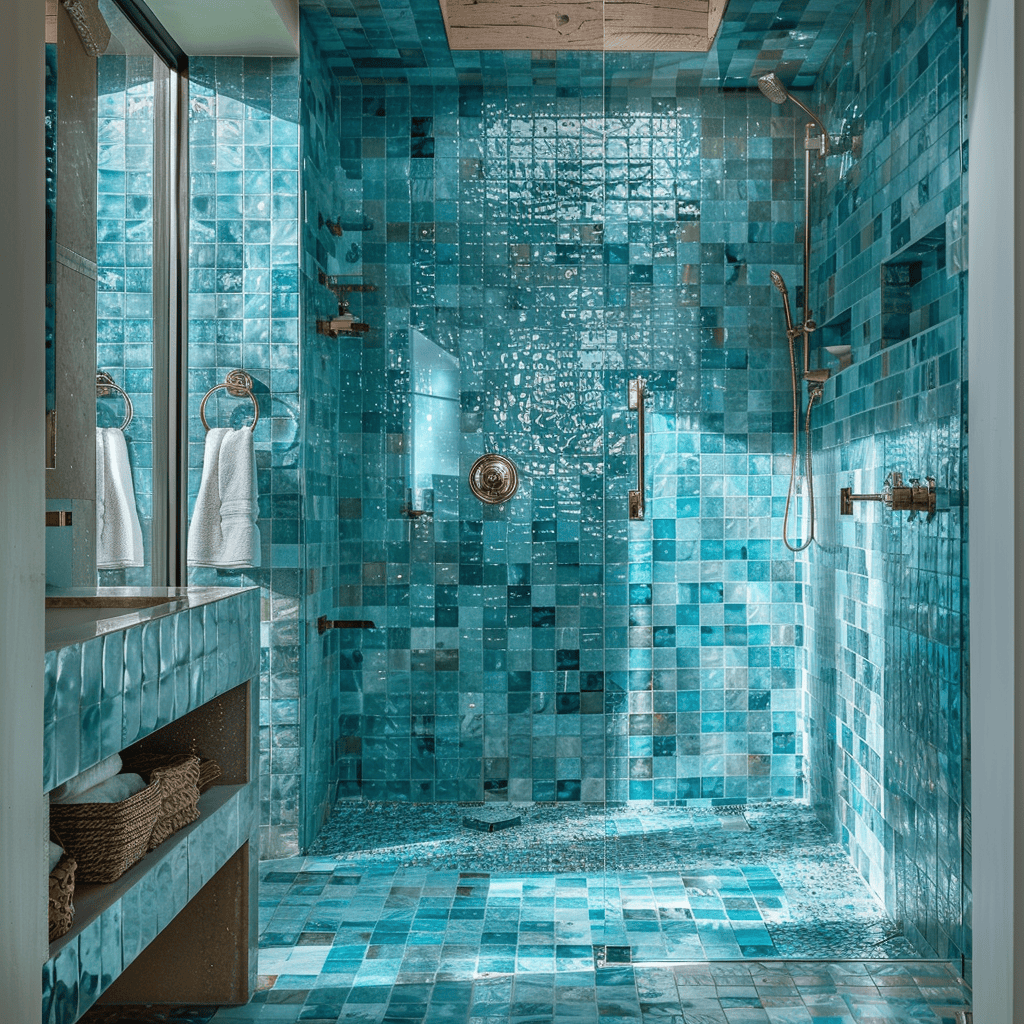 Bathroom with aqua tiled shower3