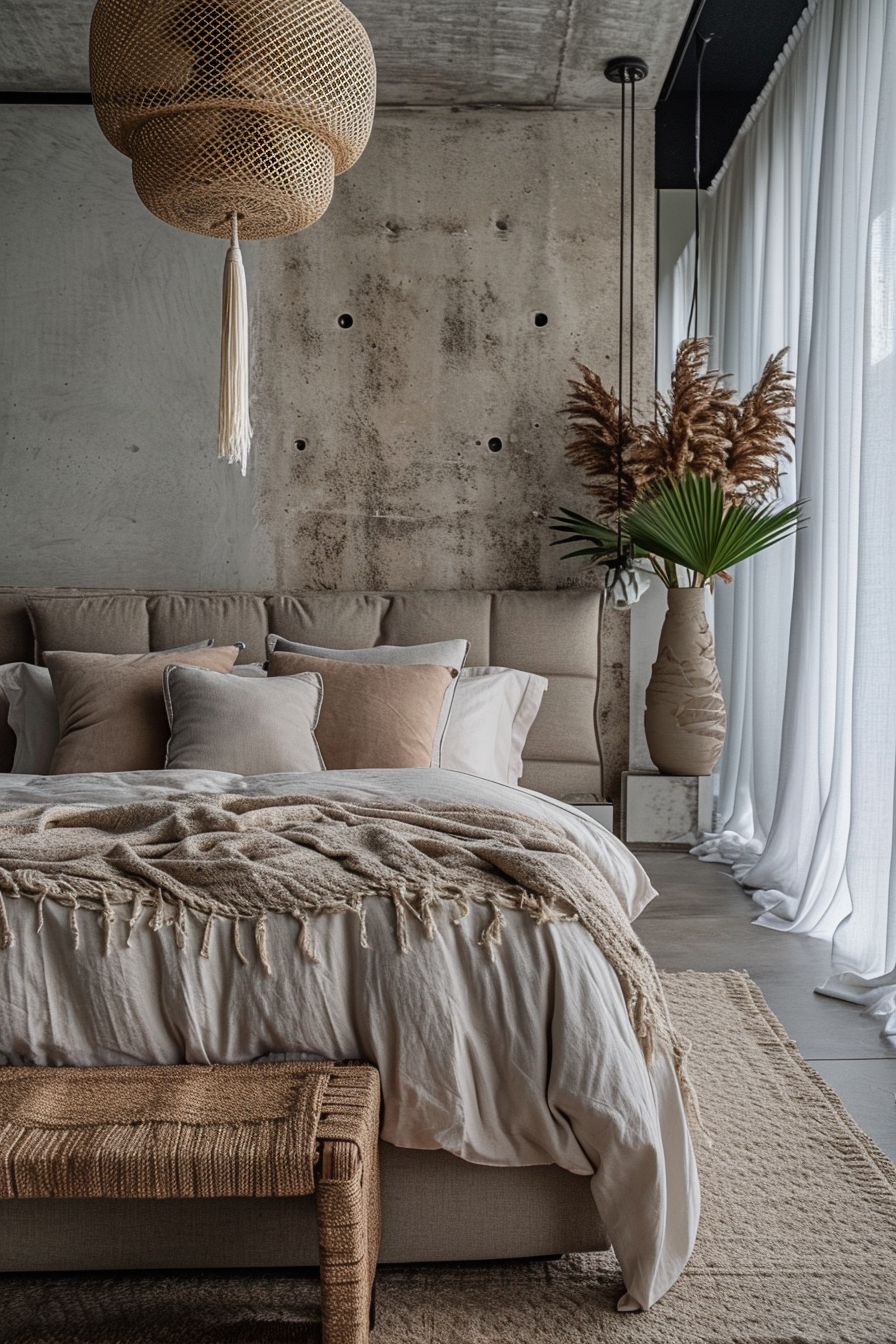 Bohemian bedroom with Persian rugs and a touch of vintage charm