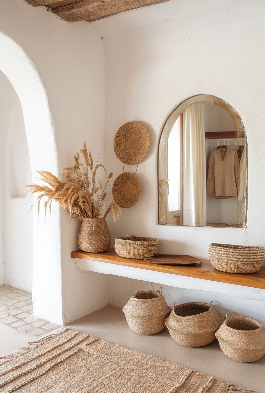 Boho Hallway decorated with ornate candle holders for mood lighting and decor