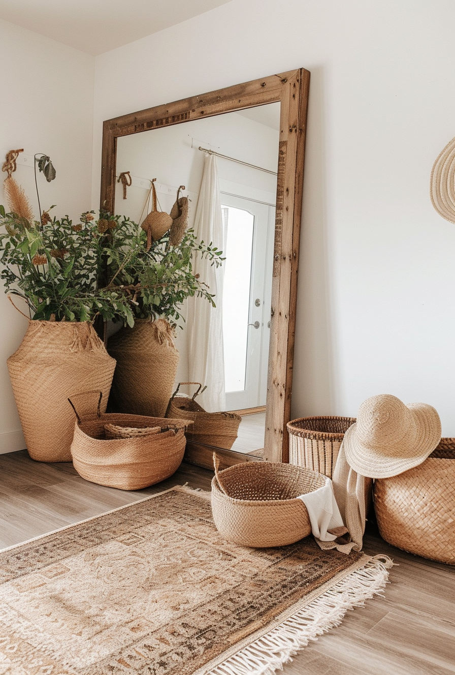 Boho Hallway with mosaic tiles or accents, giving a Mediterranean influence