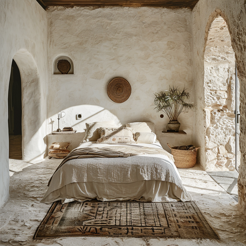 Boho bedroom with jewel tones and a cozy reading nook