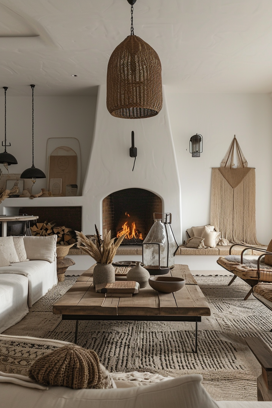 Boho living room that's a blend of comfort, style, and artistic expression