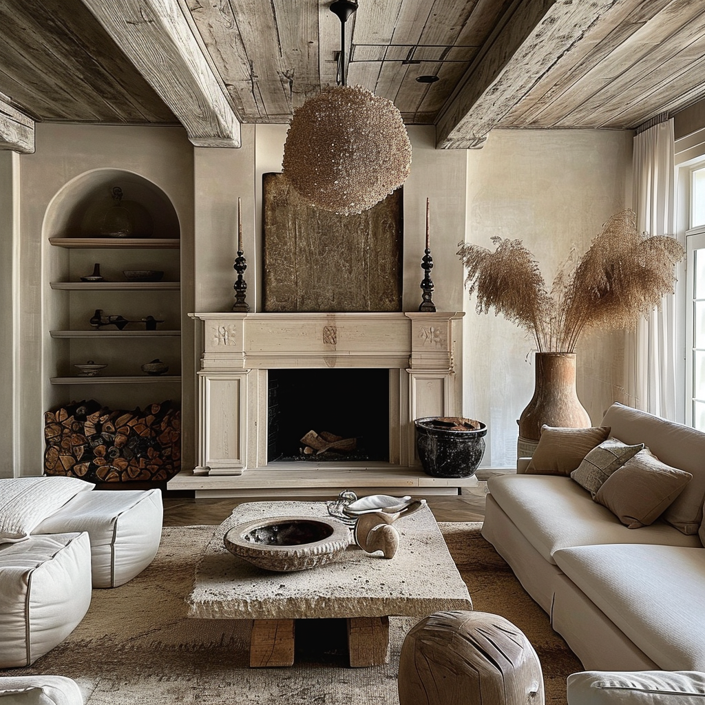 Boho living room that serves as a creative retreat with inspiring artwork