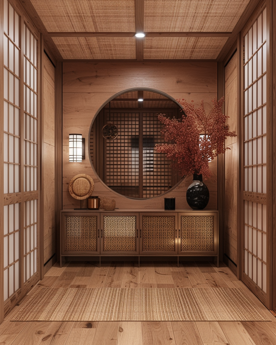 Calming Japanese hallway color schemes inspired by nature