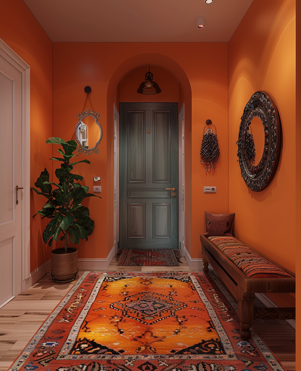 Capturing the essence of the 70s in hallway design for a retro feel