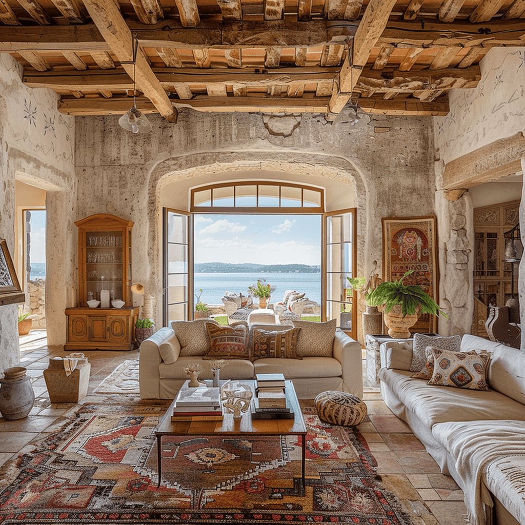 Characterful Mediterranean living room with a focus on achieving the perfect Mediterranean ambiance through a thoughtful mix of colors textures and decor