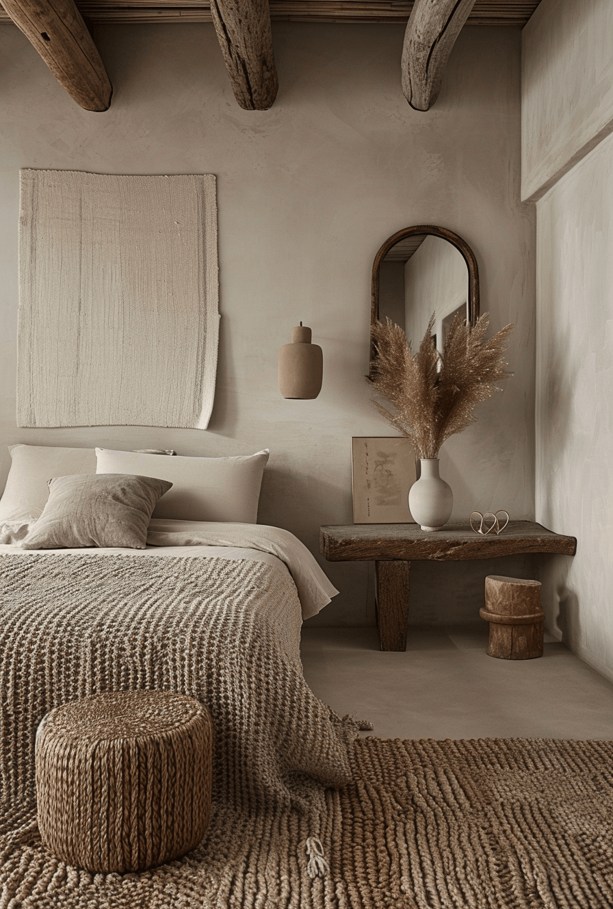 Chic Japandi bedroom decor with a focus on comfort and simplicity