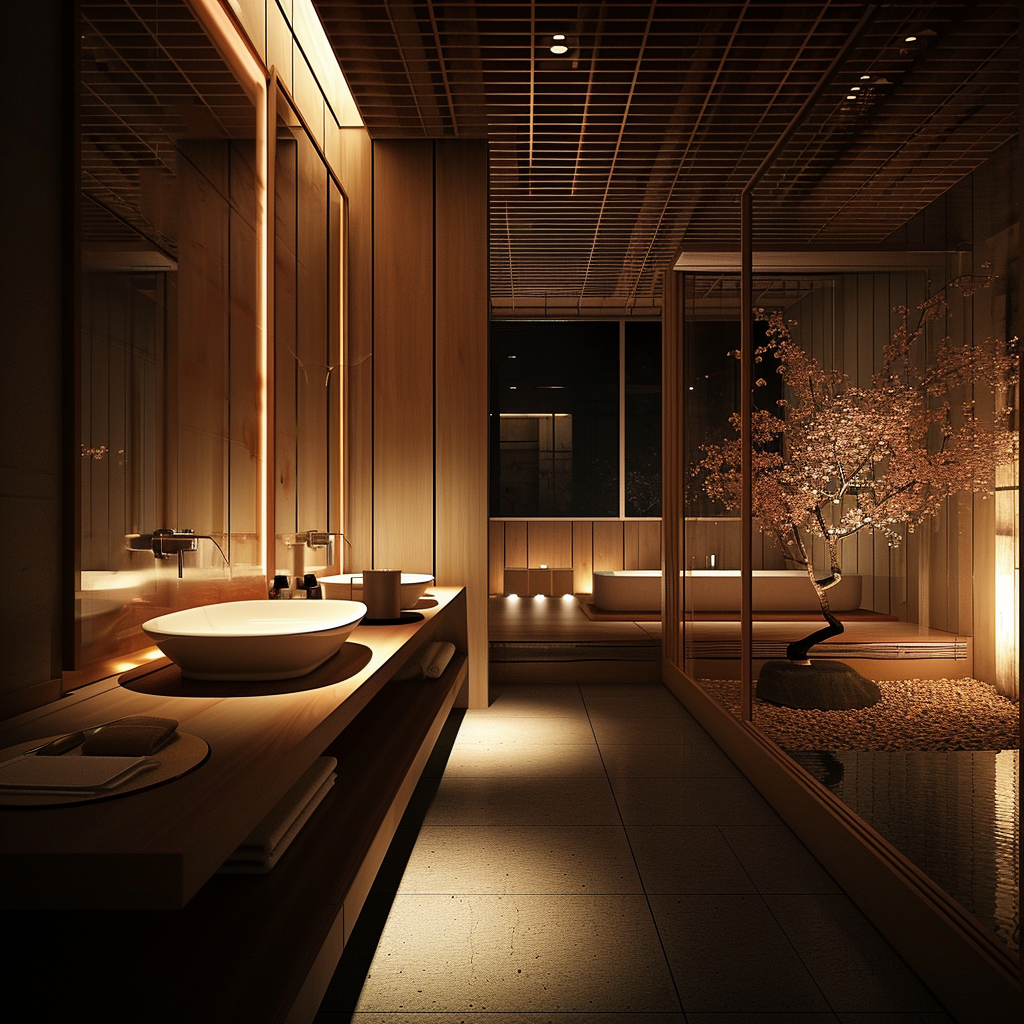 Chic Japanese style bathroom incorporating Shoji screens for privacy and light control..png
