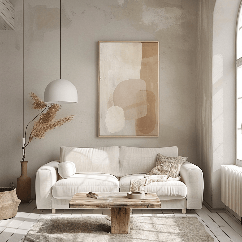 Clean, uncluttered Scandinavian interior featuring simple furniture and subdued colors