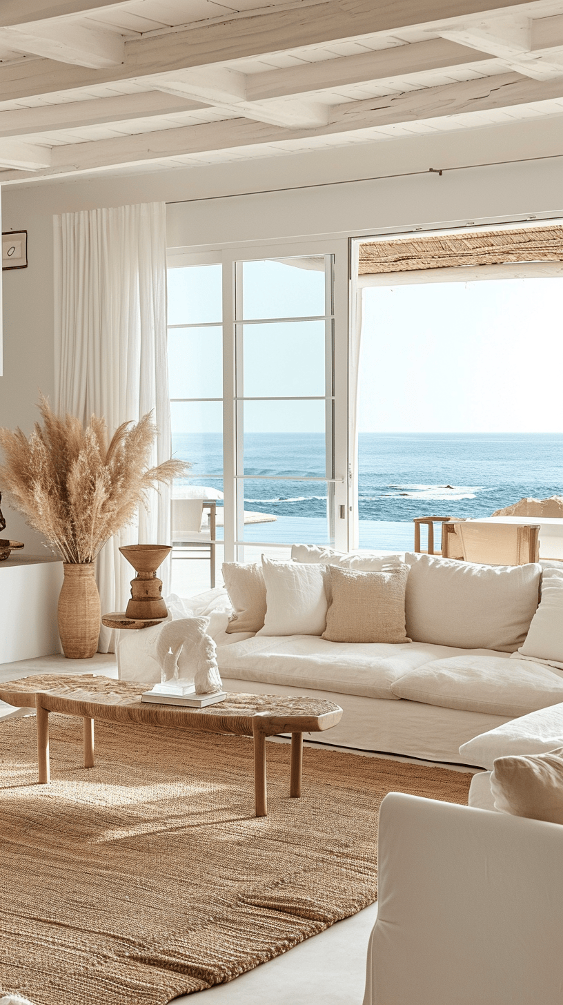 Coastal-themed centerpiece in a beach-inspired living room