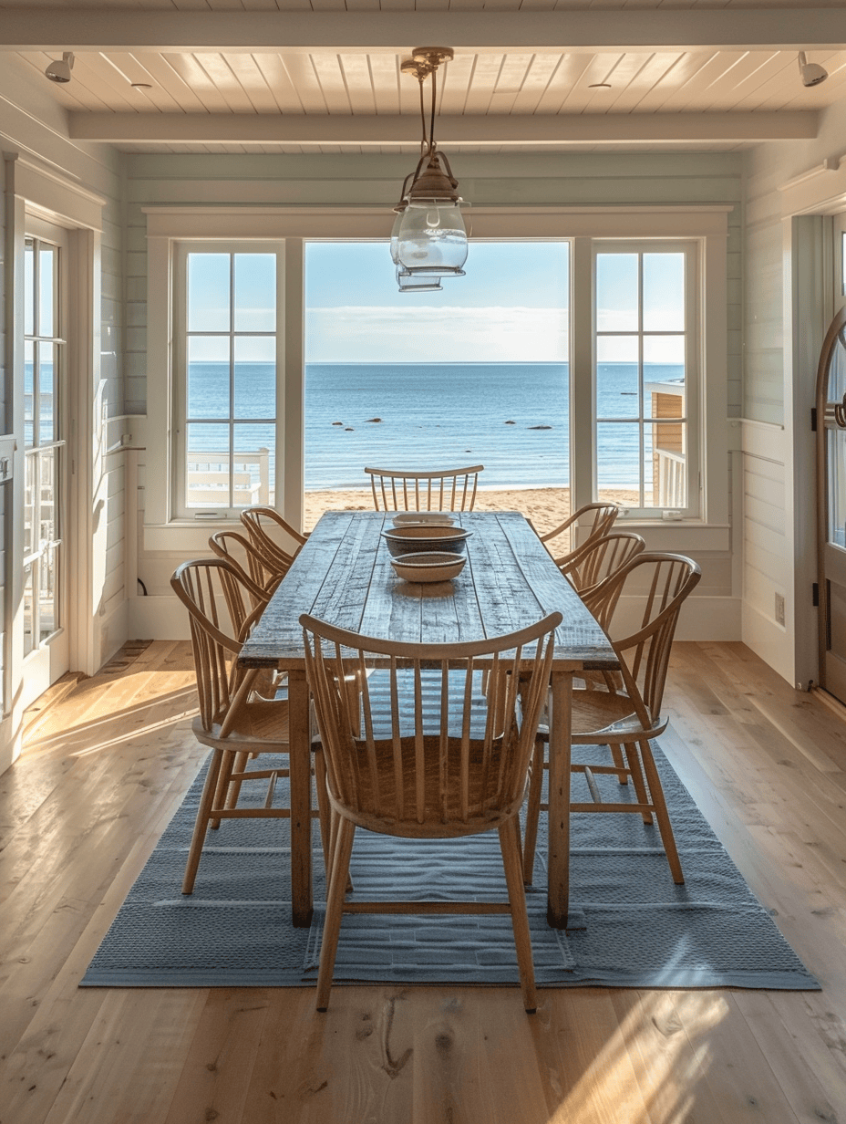 Coastal dining room decorating ideas with beach-inspired accents and colors