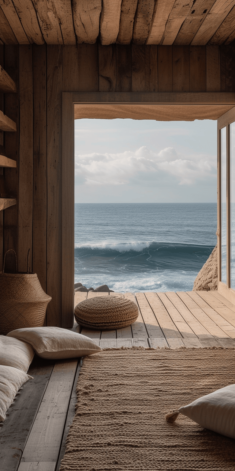 Coastal hallway elegance with sophisticated beach-style furniture and airy, light textiles