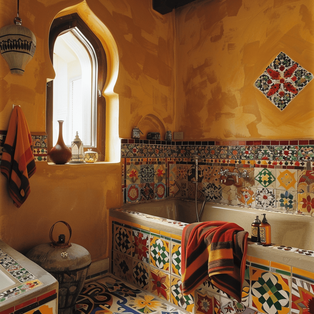 Colorful moroccan bath retreat
