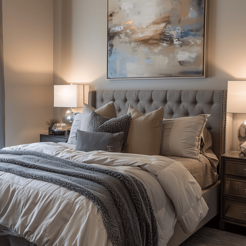 Contemporary bedroom featuring strategically placed accent lighting to enhance the overall ambiance and depth of the space