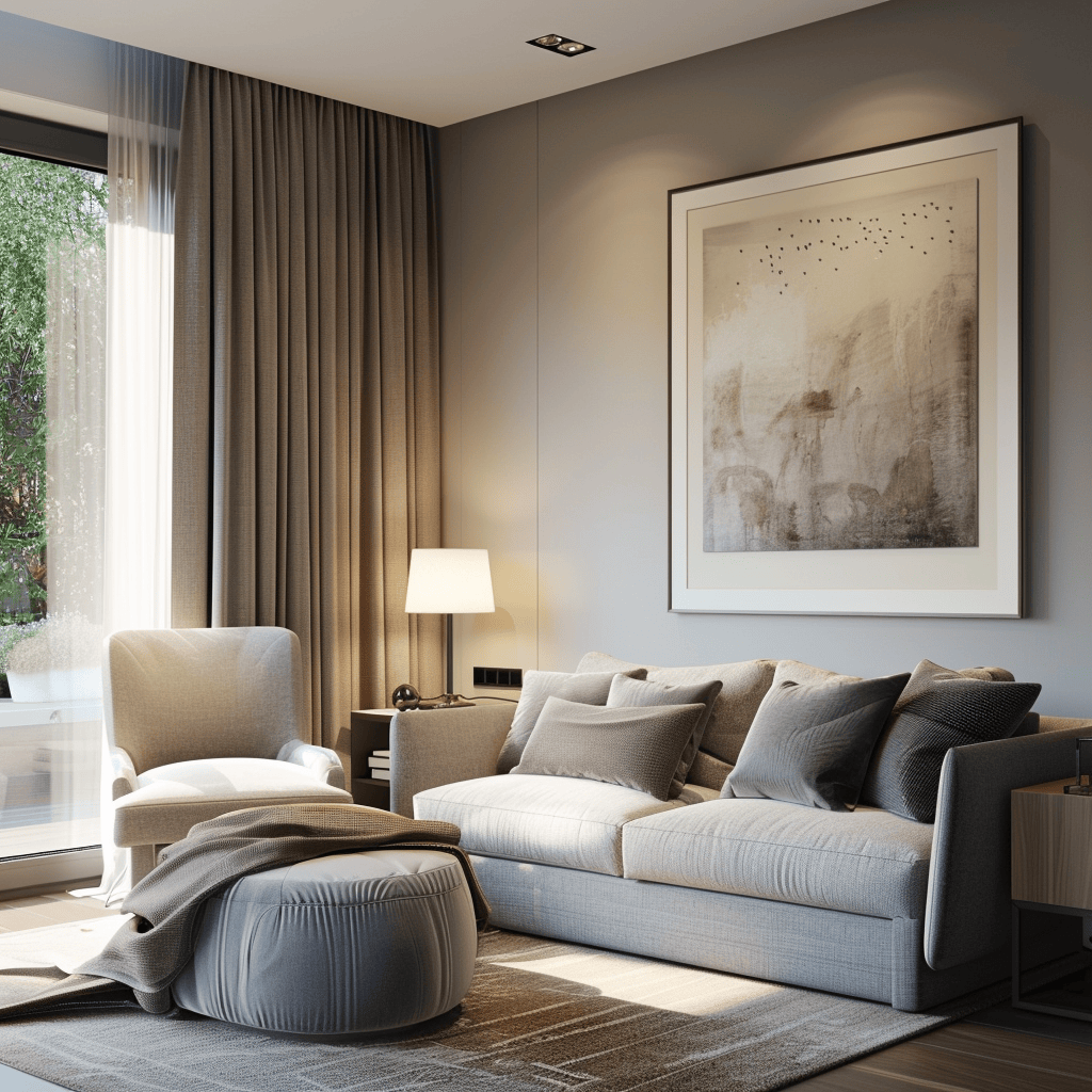 Contemporary bedroom showcasing a dedicated seating area that adds functionality and style to the space