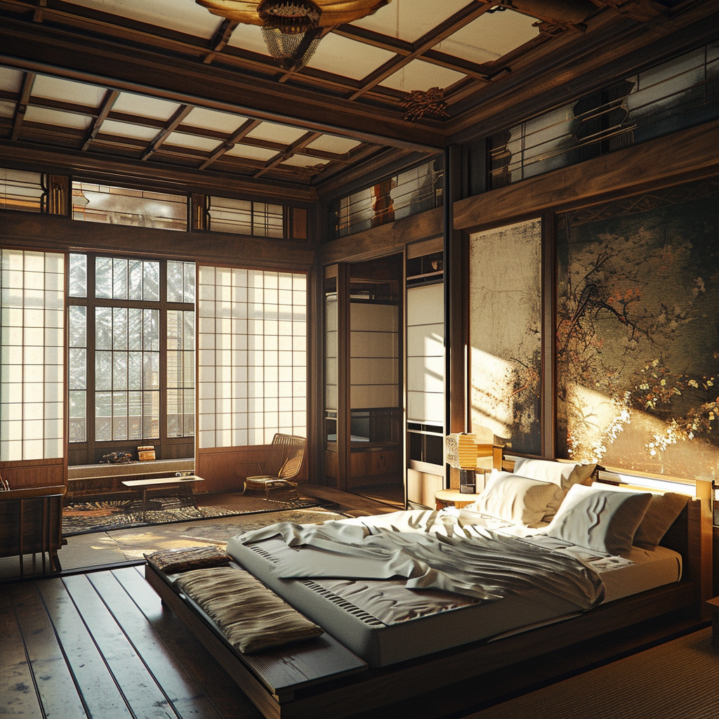 Cozy Japanese bedroom ideas featuring tatami mats and shoji screens.