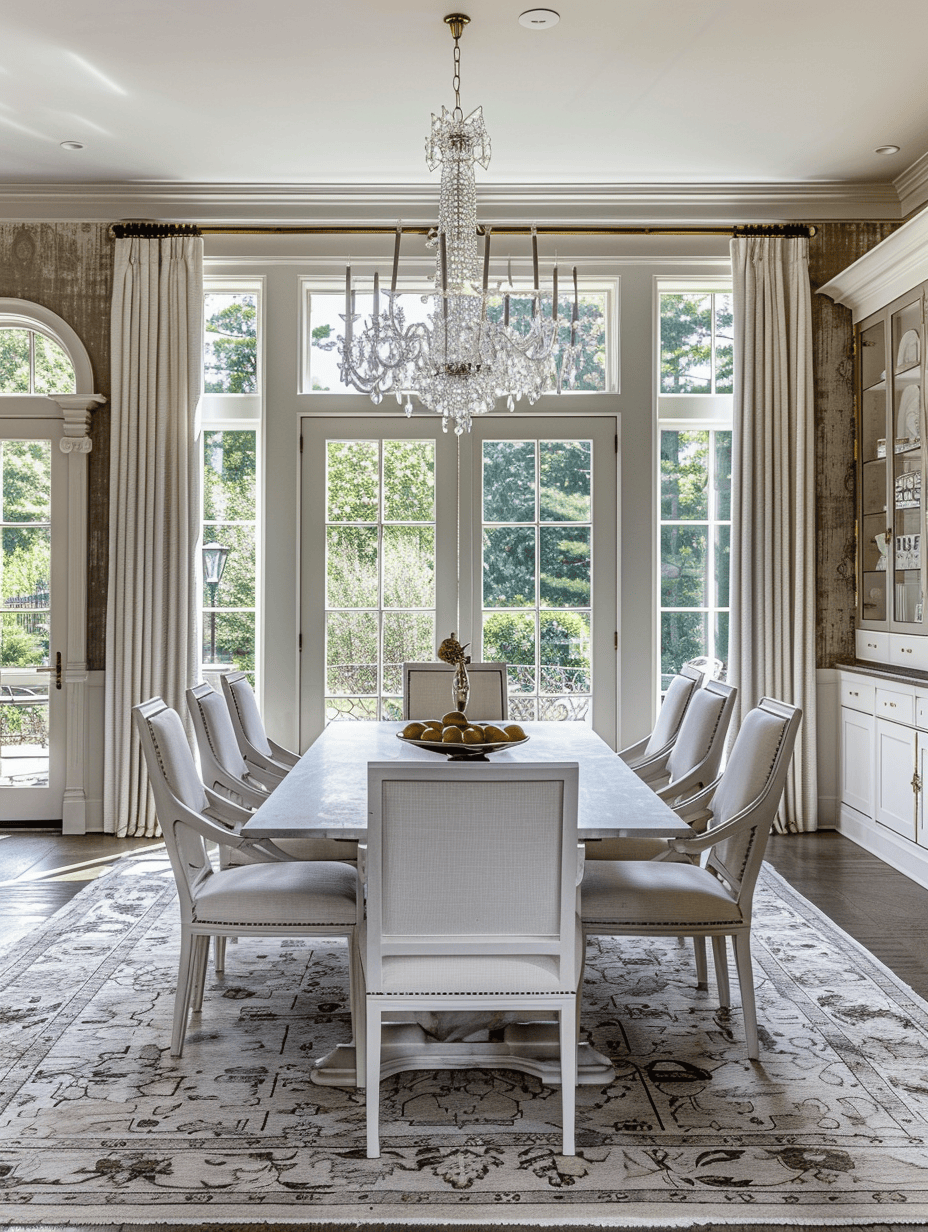 Cozy Victorian dining room with a marble fireplace, creating a warm and inviting atmosphere